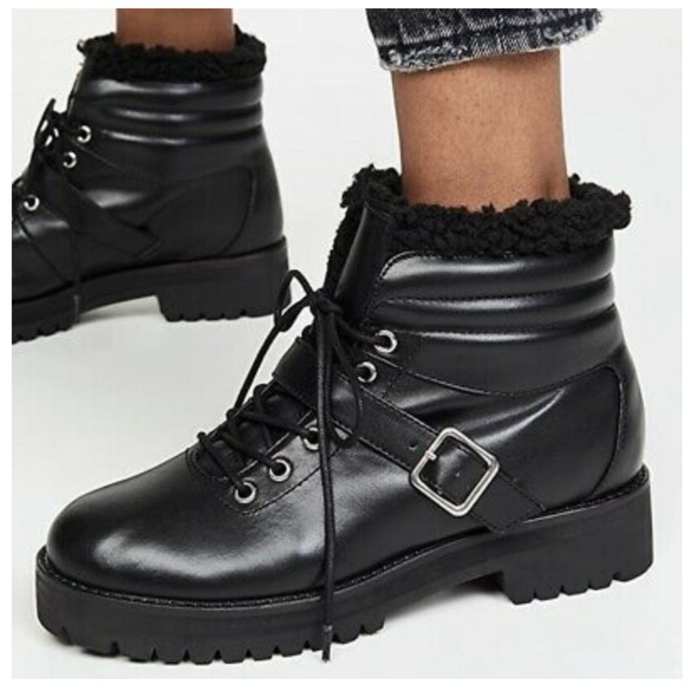 Sol Sana Shannon Leather Sherpa Lined Ankle Boots